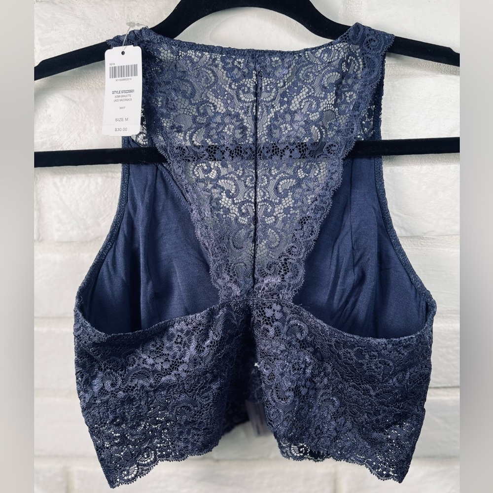NWT Soma Bralette Lace Racerback Pullover M Medium Navy Blue #0644 - Picture 2 of 10